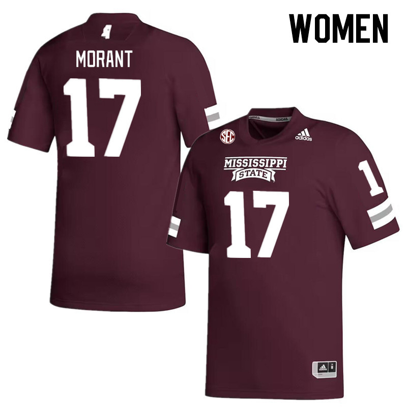 Women #17 Jordan Morant Mississippi State Bulldogs College Football Jerseys Stitched Sale-Maroon - Click Image to Close